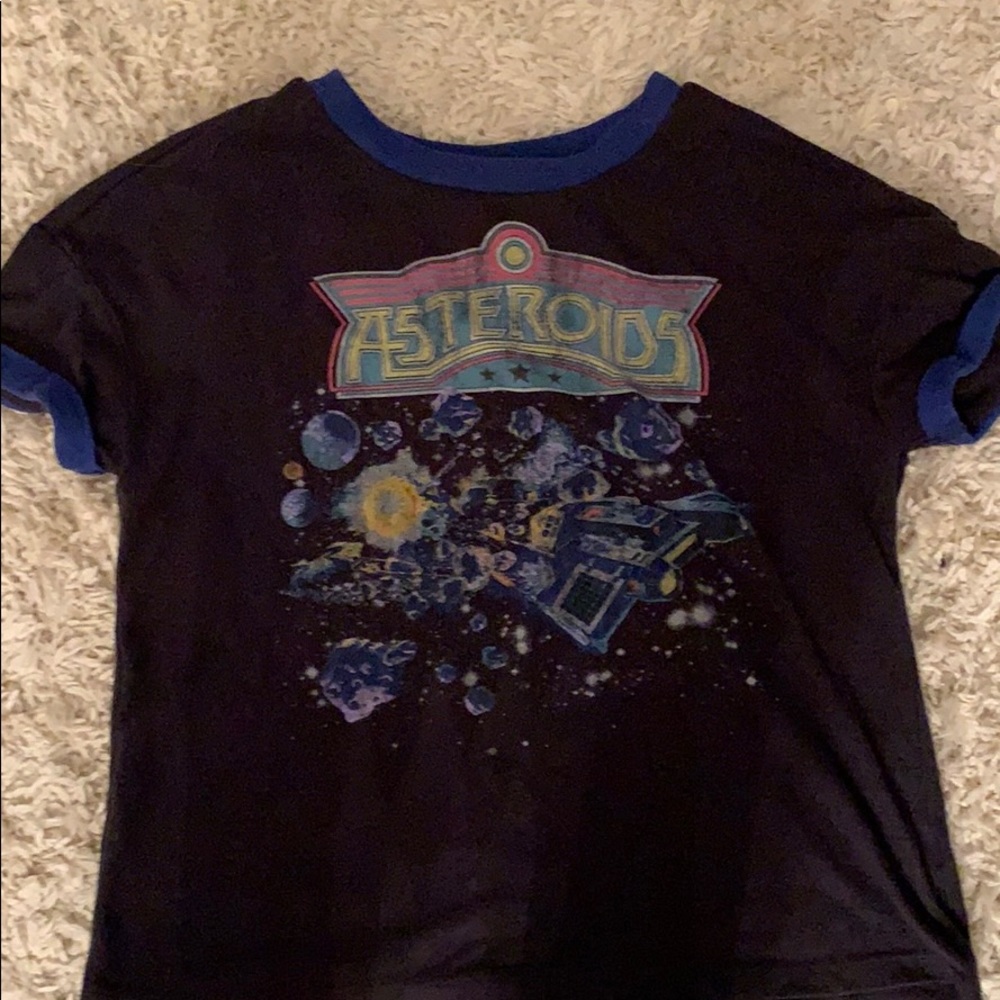 black and blue asteroid crop top
